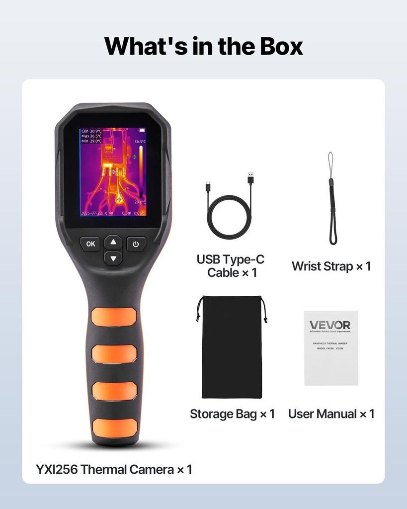 Thermal Camera, 320 X 240 TISR Super Resolution, Thermal Imaging Camera with 2MP Visual Camera, 256 X 192 IR Resolution, 25 HZ Refresh Rate, -4°F To