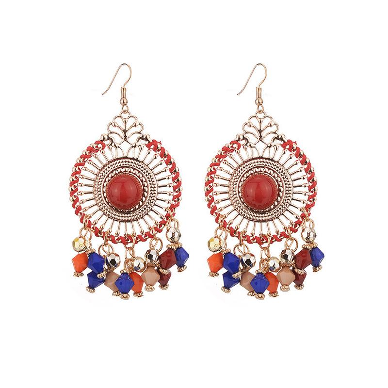Ethnic Travel Earrings Vacation Vintage Handmade Bohemian Earrings Fringed Earrings