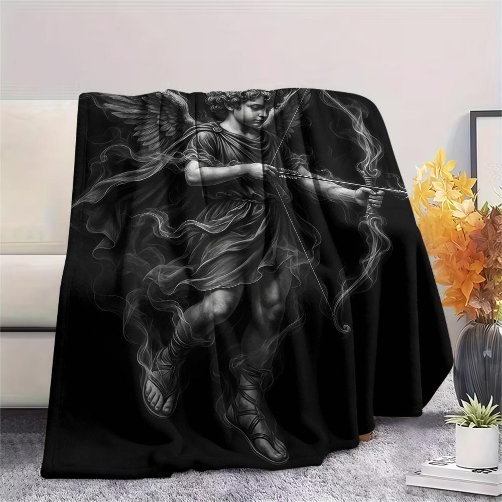Dark Cupid Medusa Wolf Skull Print Flannel Blanket,High quality Comfortable for All Seasons,Home Decor,Warmth and Comfort,Perfect for Christmas Gifts