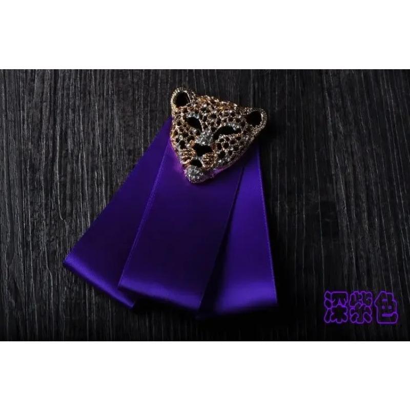 Men's Bow Tie Leopard Head Rhinestone Ribbon Bowtie Women's Shirts Collar Flowers Fashion Korean British Dress Suits Accessories