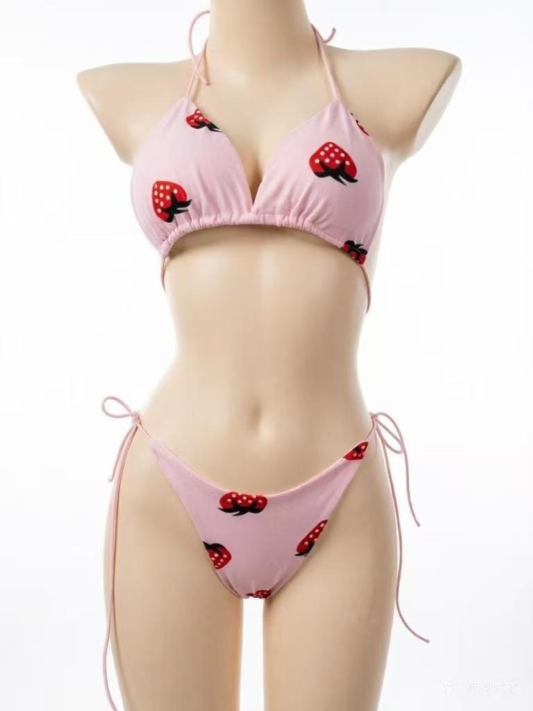 Neck strap adjustable bikini sexy swimsuit women's split strap multi-color three-point set