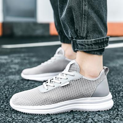 Sapatos de Malha de Verão da Moda Tênis Masculinos Respiráveis Leves Sapatos Casuais Masculinos de Cadarço Calçado para Caminhada Sapatos Masculinos Confortáveis