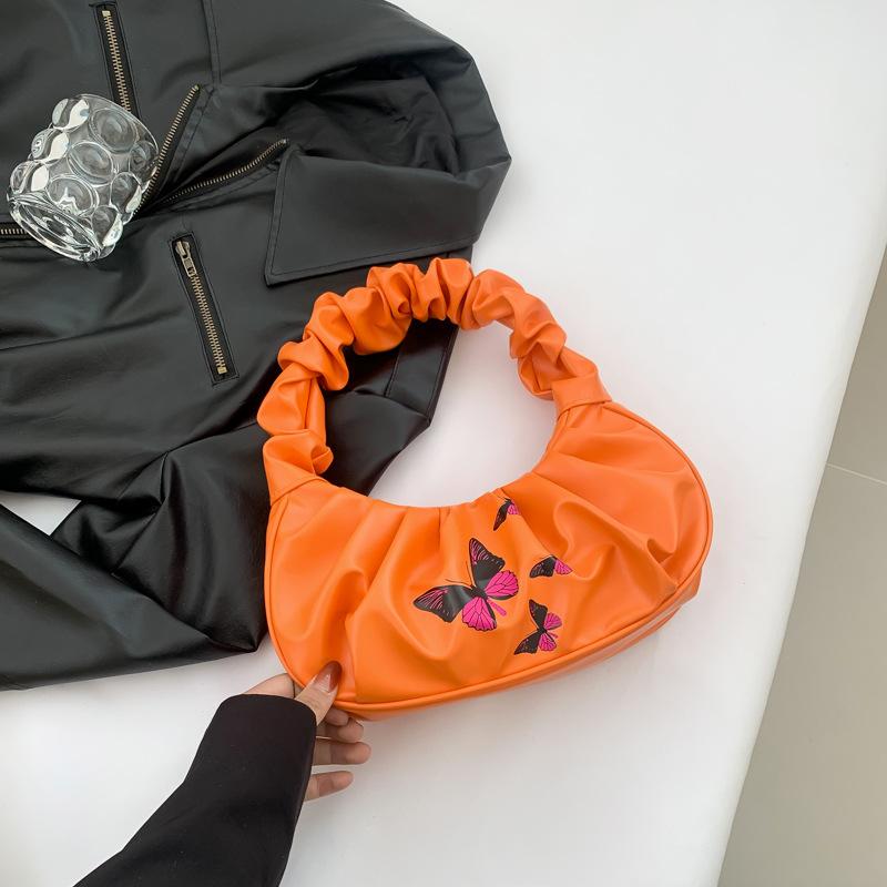 

Foreign fashion pleated handbag 2025 small fresh Internet celebrity texture casual bag popular Korean version of armpit bag this year оранжевый