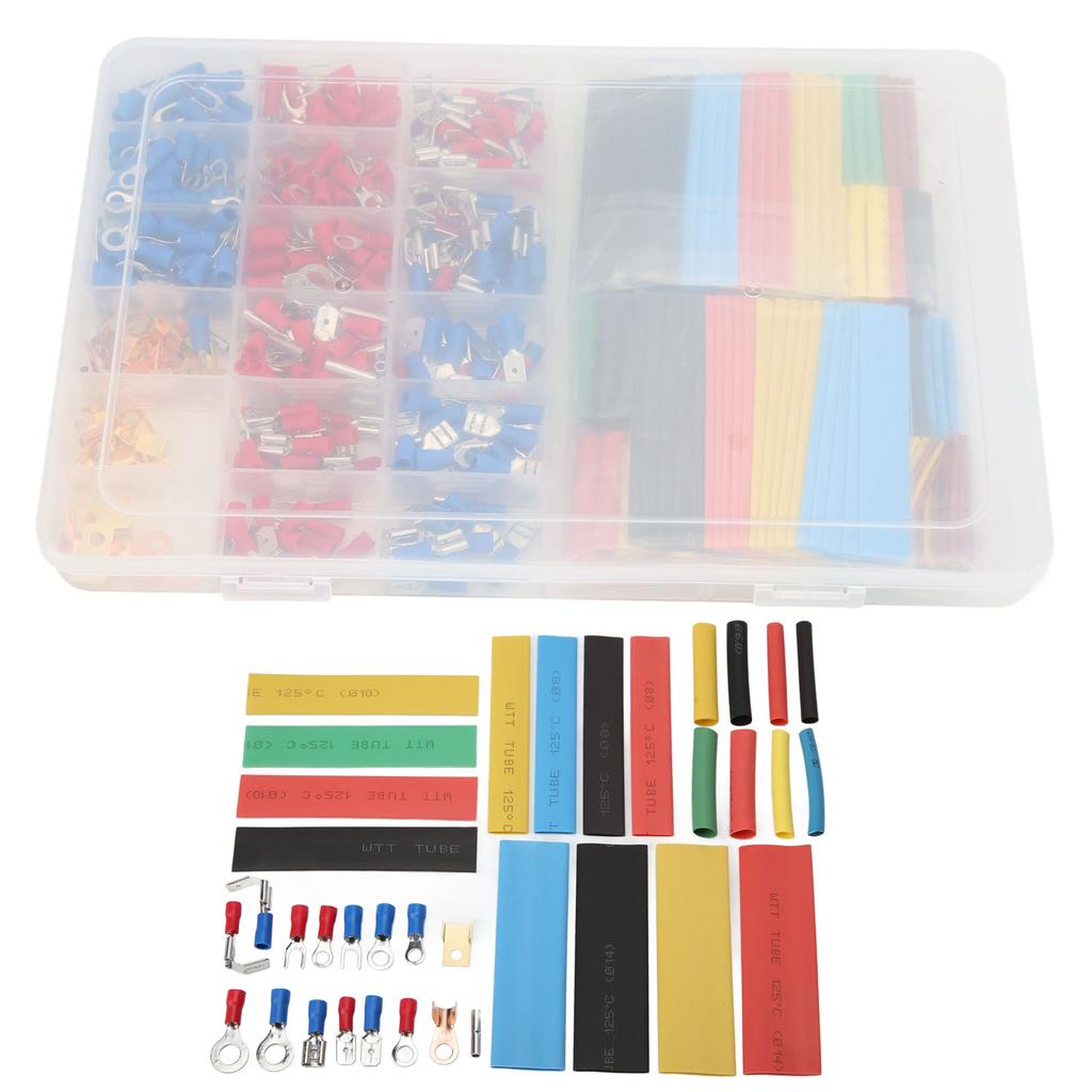 350pcs Cold Pressing Electrical Connectors Insulated Wire Crimp Terminals with 328pcs Heat Shrink Tubing for Electronics