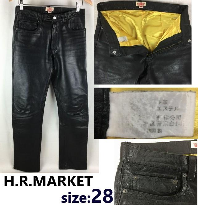

H.R.MARKET Hollywood Ranch Market Leather Riders Pants Black size 28