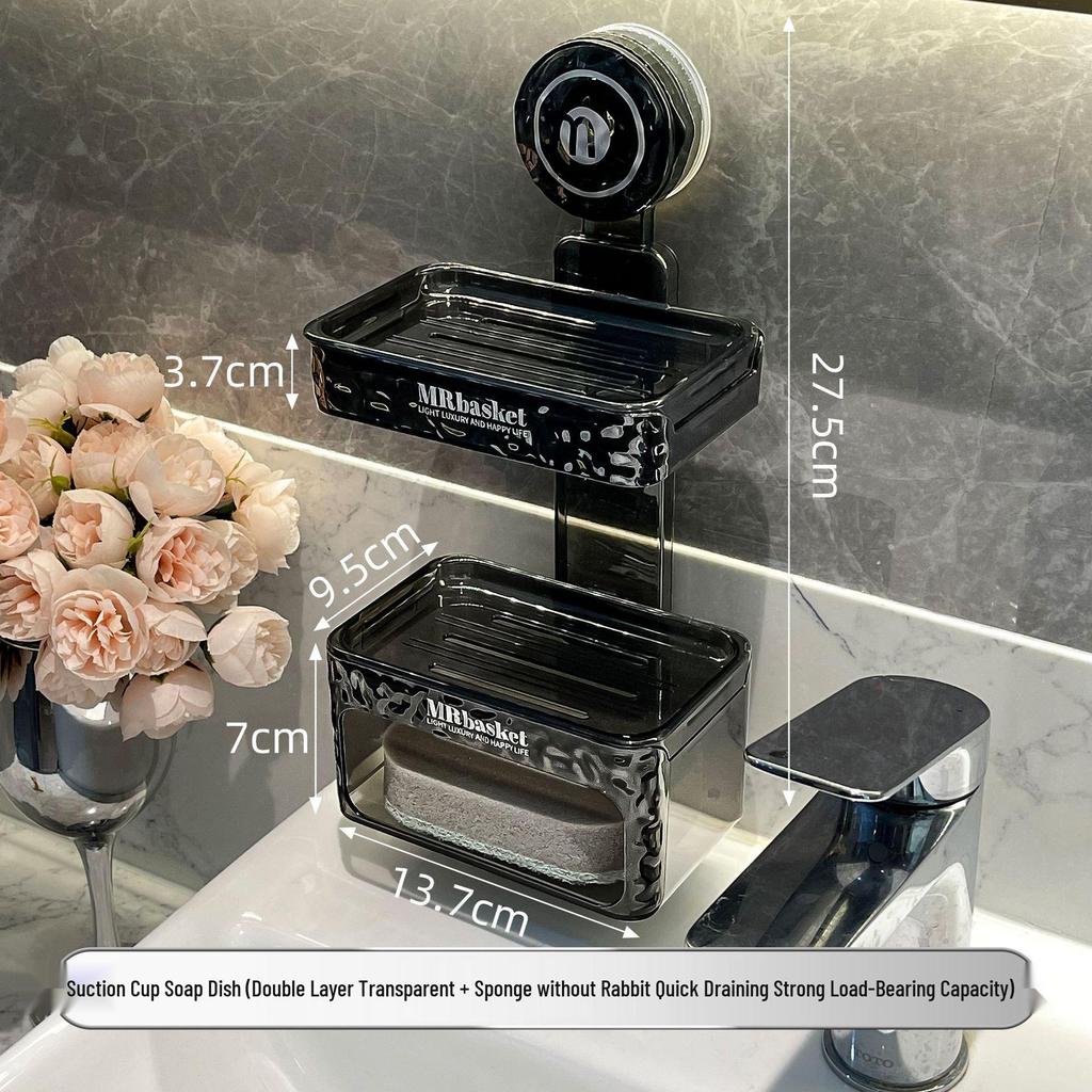 High-End Wall-Mounted Soap Dish with Strong Suction and Drainage