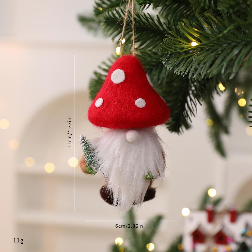 1Piece Christmas Wool Felt Mushroom Gift Bag Decoration Hanging for Gathering Christmas Decoration New Year Holiday Party Decors