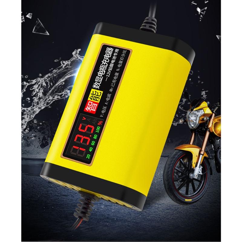 Uniwersalna ładowarka akumulatorów kwasowo-ołowiowych do motocykli 12 V, inteligentna naprawa impulsów, wyświetlacz LED pojemności