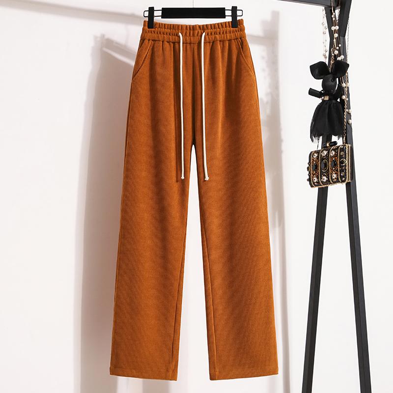 

DIMANAF 2025 Осень Большой размер Брюки Харлен Новые Женские Вельветовые Модные Свободные Плиссированные Винтажные Брюки 5XL