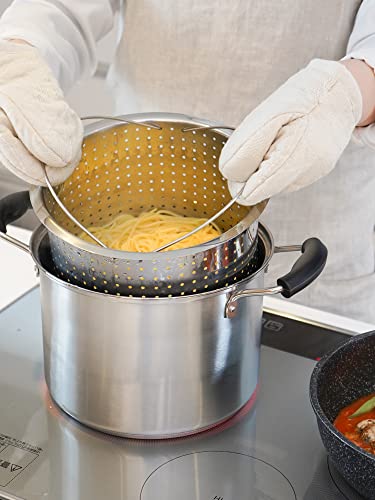 Wahei freiz Pasta Pot, 22cm, Stainless Steel, Gas/IH Compatible, Thick Bottom, with Lid, Roser, RB-2319
