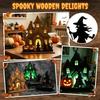 Halloween Wooden Decoration Pumpkin House Tabletop Ornament for Party Decor