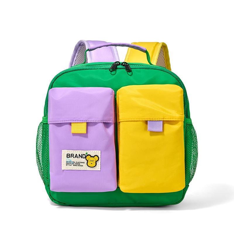 School bag contrasting color children's backpack preschool children's boy and girl versatile bag