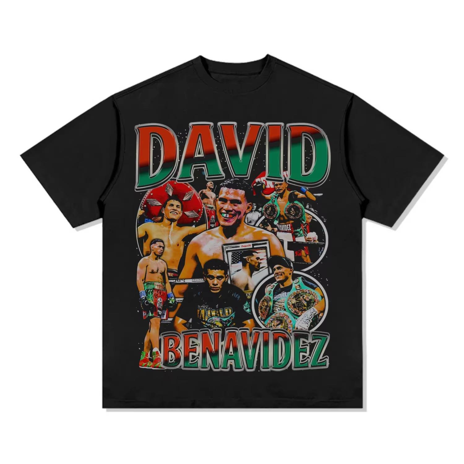David Benavidez Boxing T-Shirt, Oversized Graphic Cotton Tee, Champion Style, Super Middleweight Champion, Unisex Fashion Sportswear 4XL