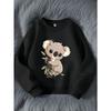 Kids Koala Print Crewneck Pullover Sweatshirt, Cartoon Casual Long Sleeve Top for Autumn Winter