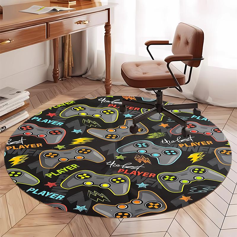 Game Controller Printed Round Rug Carpet Chair Rug Area Rug Entryway Doormats,for Office Chair Living Room Bedroom Kitchen Room.