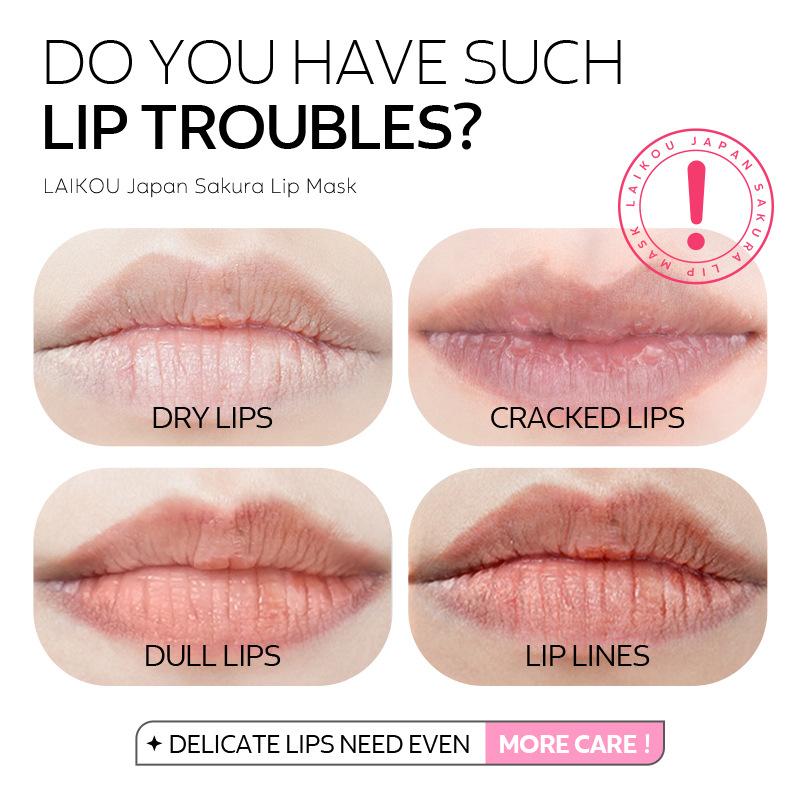 3/5/10 PCS LAIKOU Cherry Blossom Lip Mask 6g Lip Care Moisturizing Nourishing Lip Patch