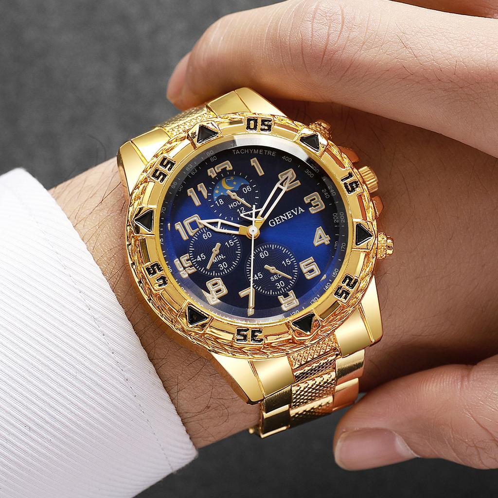 3pcs/4pcs/set Men's Handsome Watch Fashion Creative Dial Men's Casual Business Quartz Watch Combination Set (No Box)