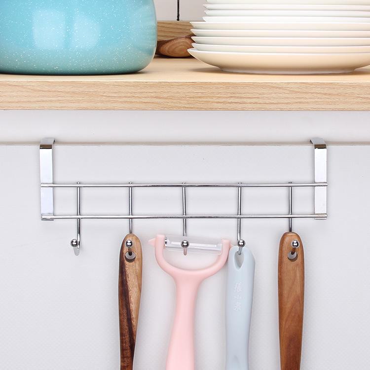 Punch-Free Metal Kitchen Cabinet Hook Rack with Seamless Design - Black and White, Over-the-Shelf Installation