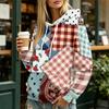 Felpa da donna con cappuccio, stampa retrò, manica lunga, tasche e design casual a pullover