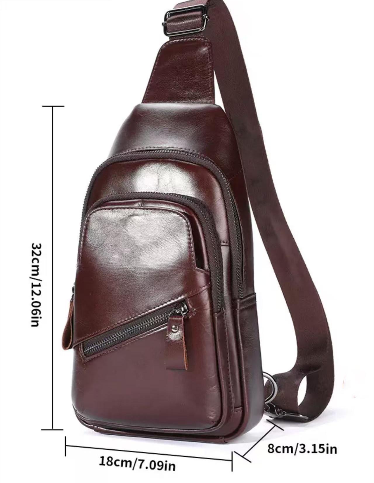 

Мужская высококачественная нагрудная сумка из натуральной кожи - повседневная модная сумка-мессенджер из коровьей кожи