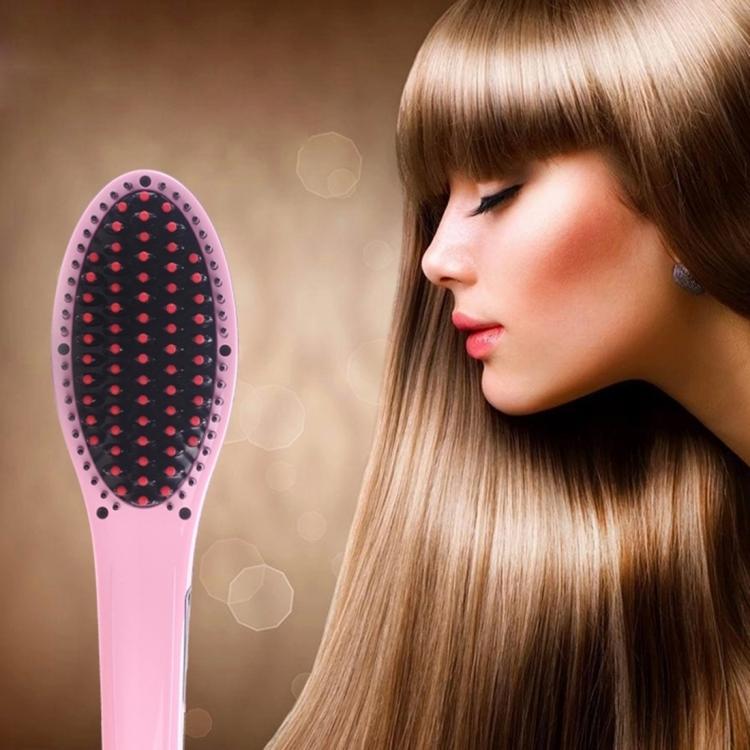 Handheld Innovative Hair Straightener Comb with LCD Temperature Display, EU Plug