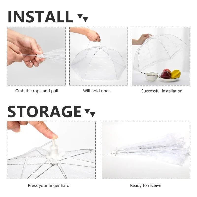 Food Covers Mesh Foldable Kitchens Anti Fly Mosquito Tent Dome Net Umbrella Picnic Protect Dish Cover Kitchen Accessories
