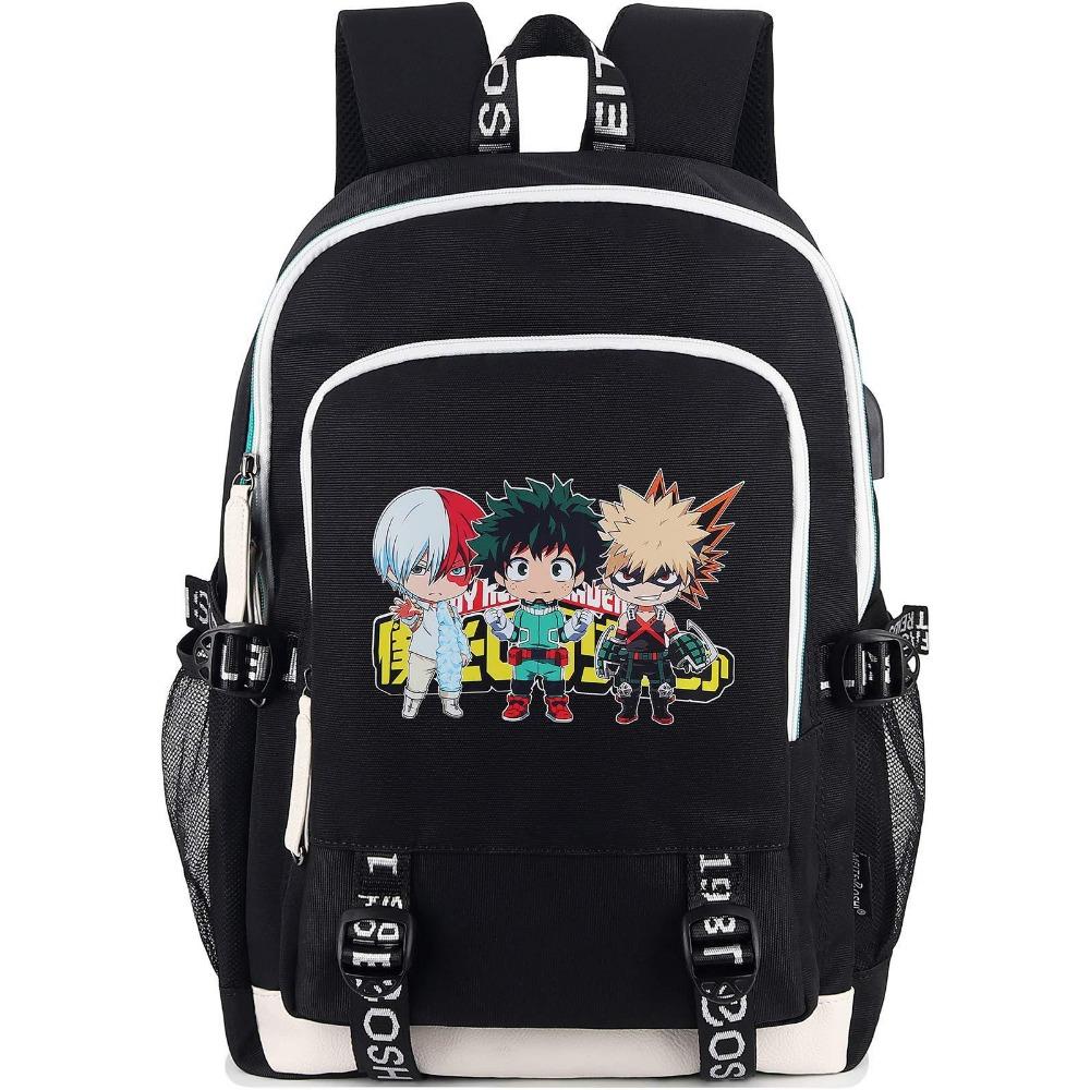 Riman My Hero Academy, surrounding backpack, large-capacity computer bag with USB port, student schoolbag