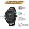 Men's Watch Analog Digital Display 3ATM Waterproof Stainless Steel LED Calendar Quartz Casual Business Fashion Accessory Black