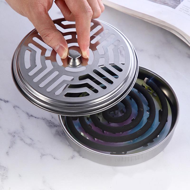 Stainless steel mosquito coil box, household mosquito coil tray with cover, creative connection to gray tray, mosquito coil stove mosquito coil tray