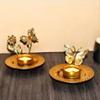 2 Pcs Exquisite Leaf Candlestick Stand Gold Iron Candle Holder Plant Shape Candlestick  Desktop