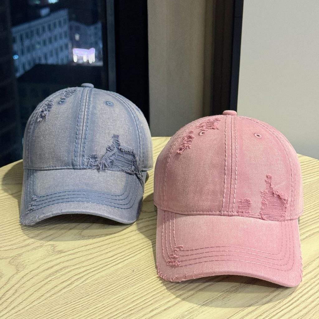 New Retro Niche Design Letter Embroidered Baseball Cap for Women with Large Head Circumference Rivets Wide Brim Face Showing Small Duck Cap for Men