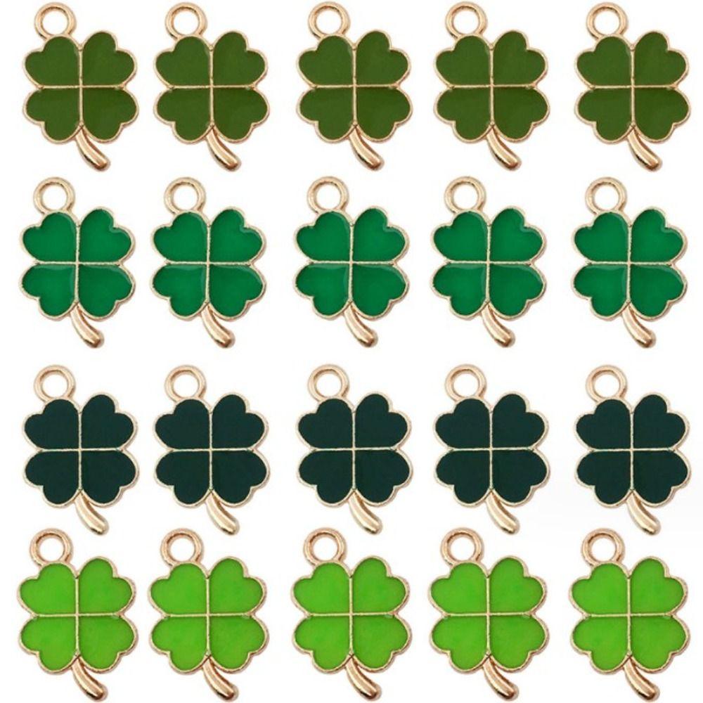 48pcs 11x18mm Four Leaf Clover Charm Pendants Cute Small Enamel Pendants  for St. Patrick's Day