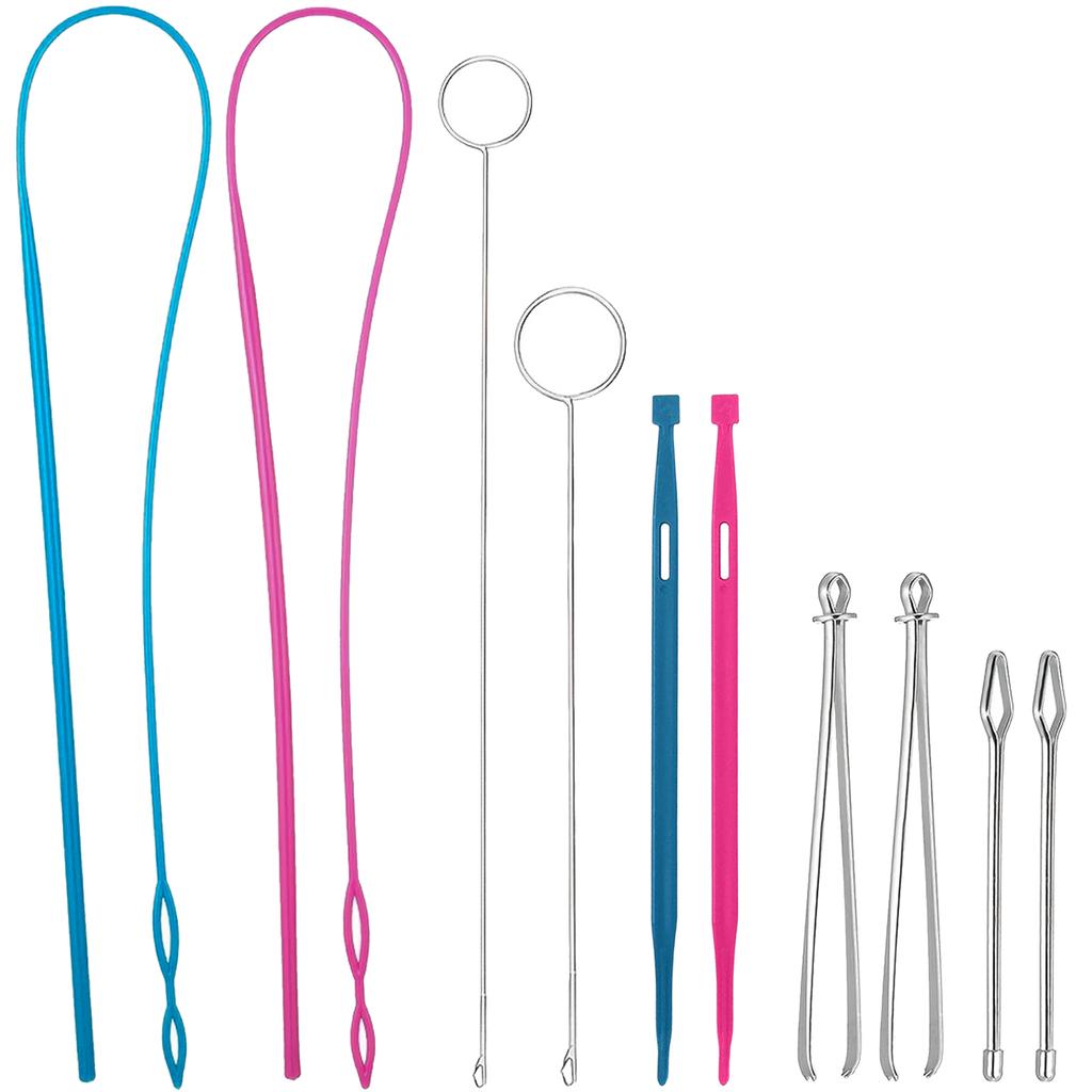 10Pcs Drawstring Threader Tool Set,Drawstrings Puller,Loop Turner Hooks With Latch, Threader, Drawstring Clips, Metal Tweezers