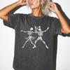 Dancing Skeletons Vintage Style T-Shirt, Retro Y2k Skeleton Graphic Tee