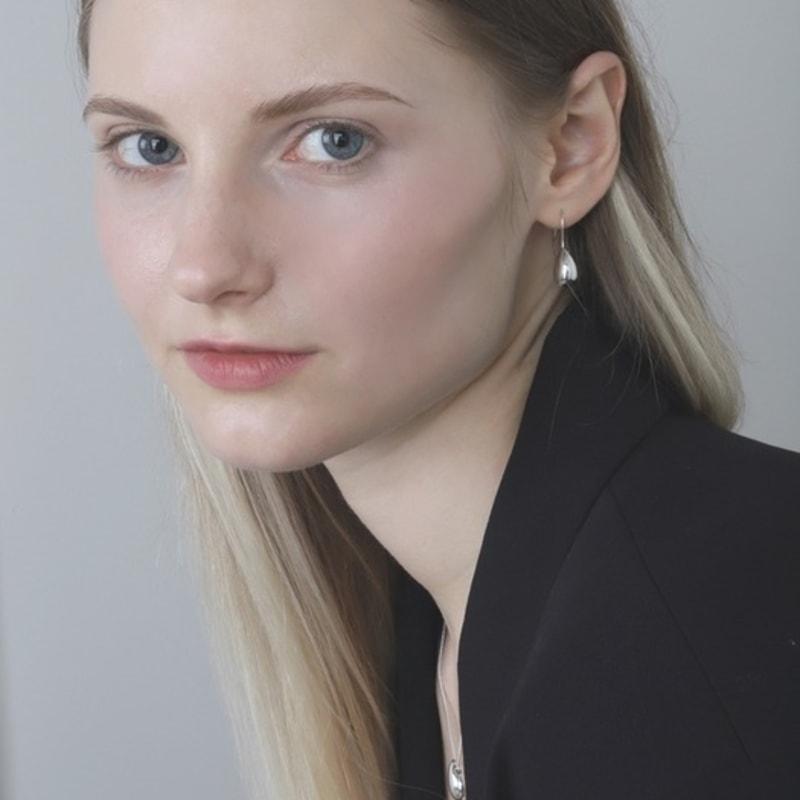 Ozel Silver925 Glossy Teardrop Fish Hook Earrings ES179E