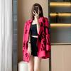 2026 Women's Trendy Street Style Casual Suit Jacket - Spring/Autumn Hong Kong Fashion with Letter Print Long Sleeves