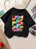 Cute Sesame Street Cartoon Short Sleeve Tee For Children Summer Casual Crewneck Top Boys Girls Age 3-14