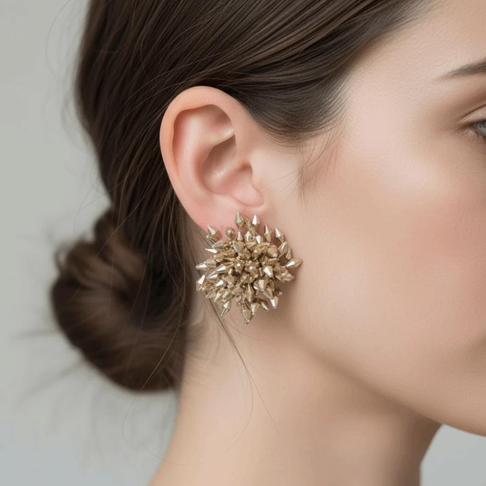 1Pair Ear Jewelry Flower Tassel Earrings Exaggerated Beads Earrings Fashion Explosion Earrings