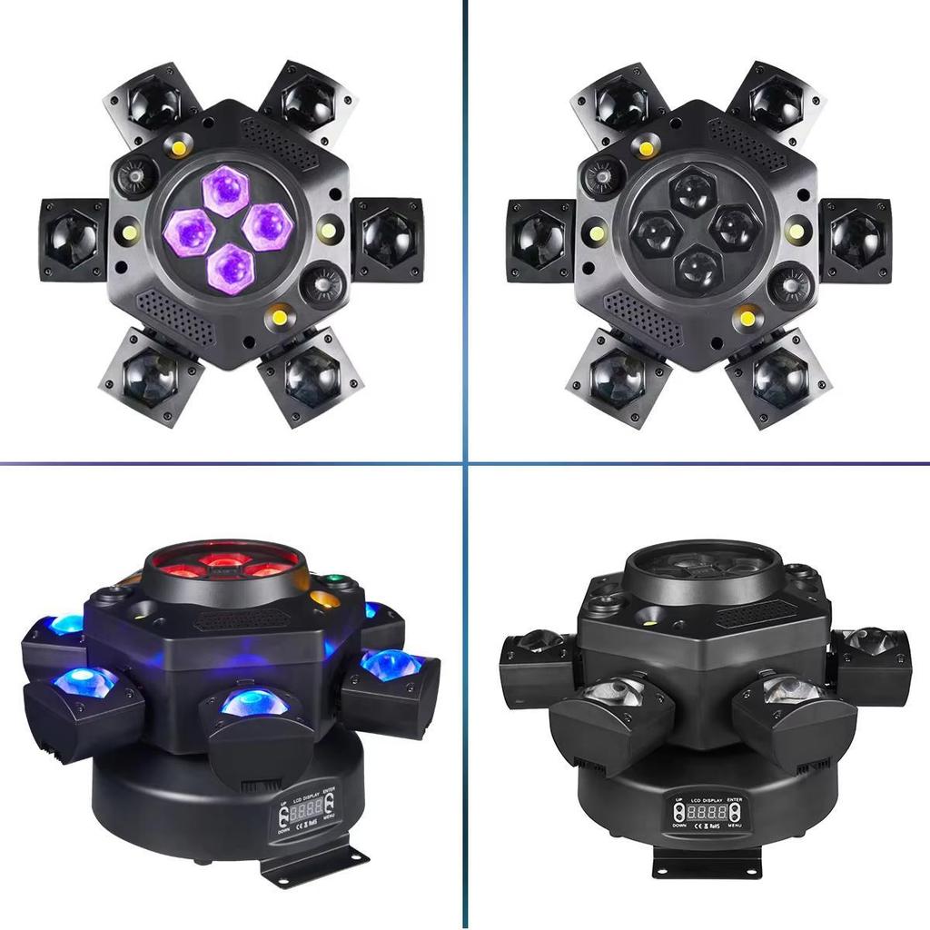 LED 10X10W 6 Head 4in 1  Moving Head Beam Light RG Laser Strobe Light DMX Stage Light RGB Beam Light Rotating Disco Party Bar Atmosphere