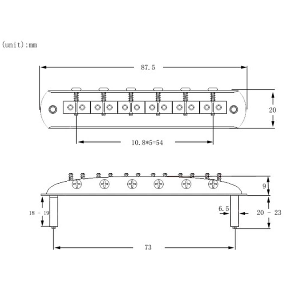 6 String Adjustable Threaded Saddle Guitar Bridge Set for JM Jazzmaster Parts