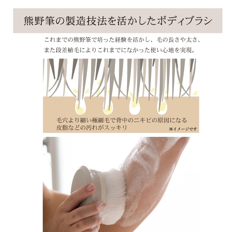 Item Kumano Brush Body Brush Gentle Cleansing for Back Acne and Made In Muragishi Rokkakukan Sakuradou KYOTO ROTD-9 <Spare Only> ROTUNDA® 2-way [Soft