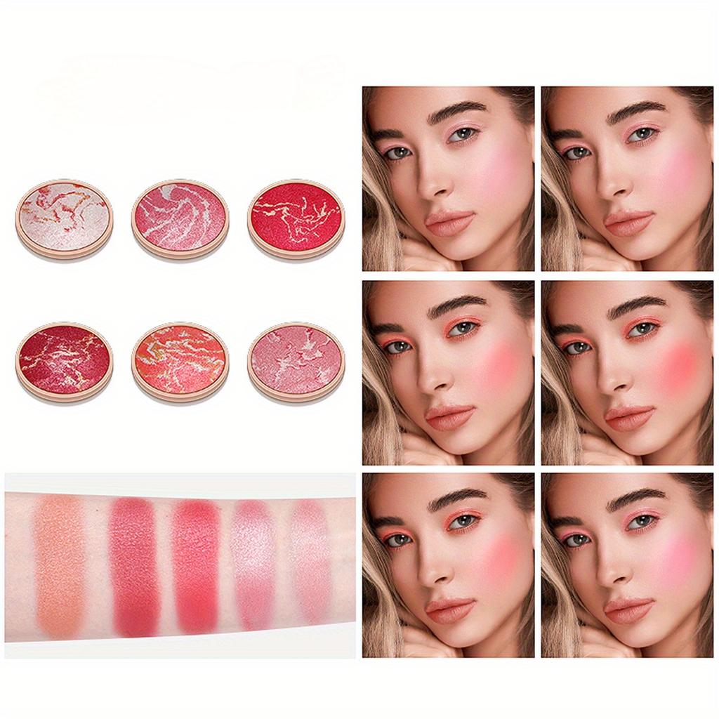 5 Colour Blush Powder Palette Eyes Cheeks Lips 3 in 1 Face Pearlescent Blush Cream Highlighter Contouring Powder Matte Eyeshadow Baked Powder
