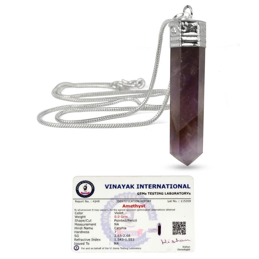 Colgante de lápiz de piedra de cristal de calidad AAA con certificado natural de cristal Reiki con certificado y cadena de metal para curación y piedras preciosas curativas de cristal