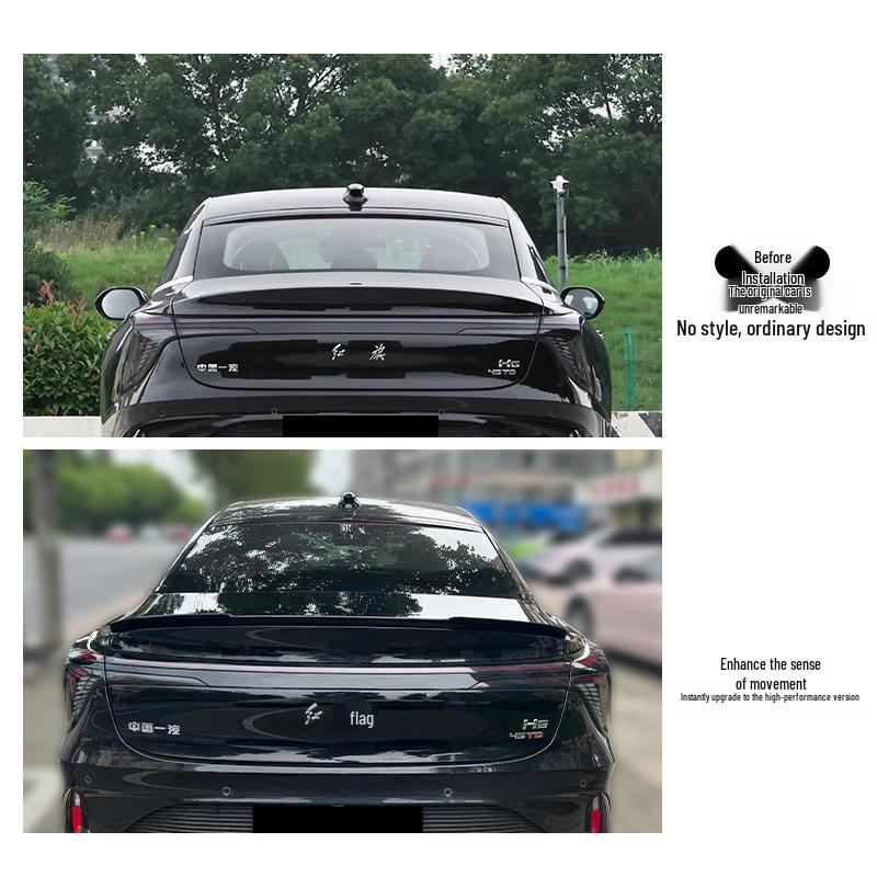 Universal Carbon Fiber Rear Spoiler for Hongqi H6 - No-Drill Wind Deflector