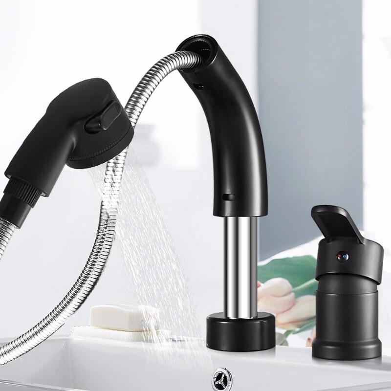 JingZhouYuan Copper Basin Faucet with Pull-Out Sprayer