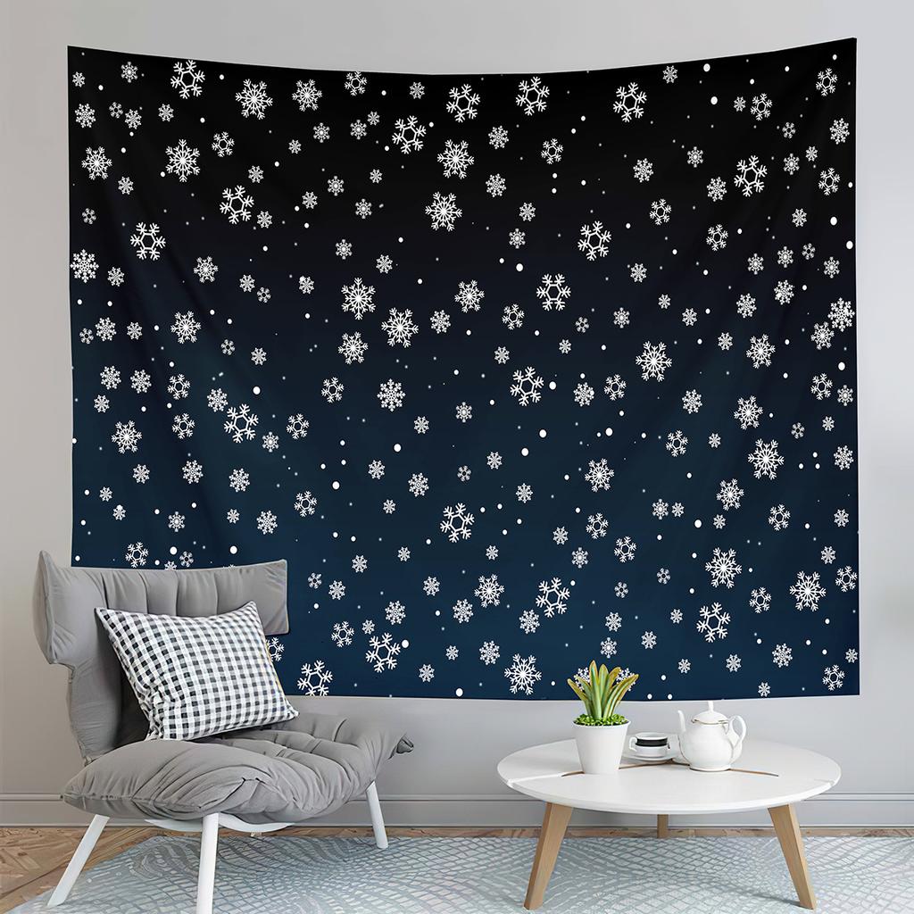 Snowflake Snowfall Tapestry Happy Christmas Tapestry Snowman Tapestry Wall Hanging Tapestries Art Decor Living Room Bedroom Dorm