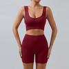 Completo da Allenamento Costine Senza Cuciture per Donna Due Pezzi Top Corto Sportivo e Pantaloncini a Vita Alta Abbigliamento Sportivo Outfit Yoga