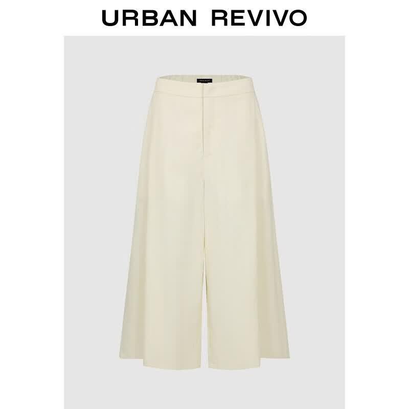 UR2026 Women s Pleated Half Elastic Cropped Wide-Leg Pants S