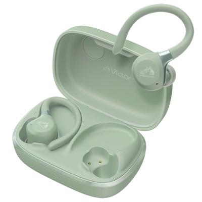 JVC Kenwood Victor Kablosuz Bluetooth Gürültü Önleyici Kulaklık, Kompakt ve Su Geçirmez ve Toz Geçirmez, 40 Saate Kadar Yeşil HA-EC77T-G Kulaklıklar, 5.4, İptal Etme,
