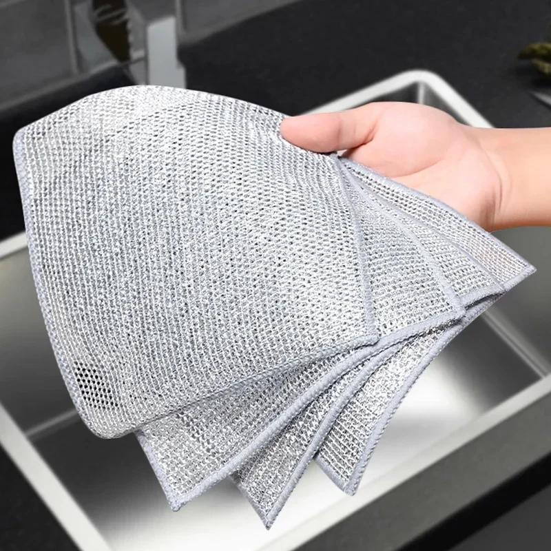 Wholesale Metal Steel Wire Dishcloth Magic Cleaning Thickened Double-sided Rags Kitchen Dish Pot Washing Towels Scouring Pads